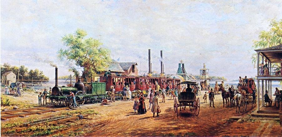 The Camden and Amboy Railroad with the Engine Planet in 1834 by Edward Lamson Henry - Hand-Painted Oil Painting Reproduction