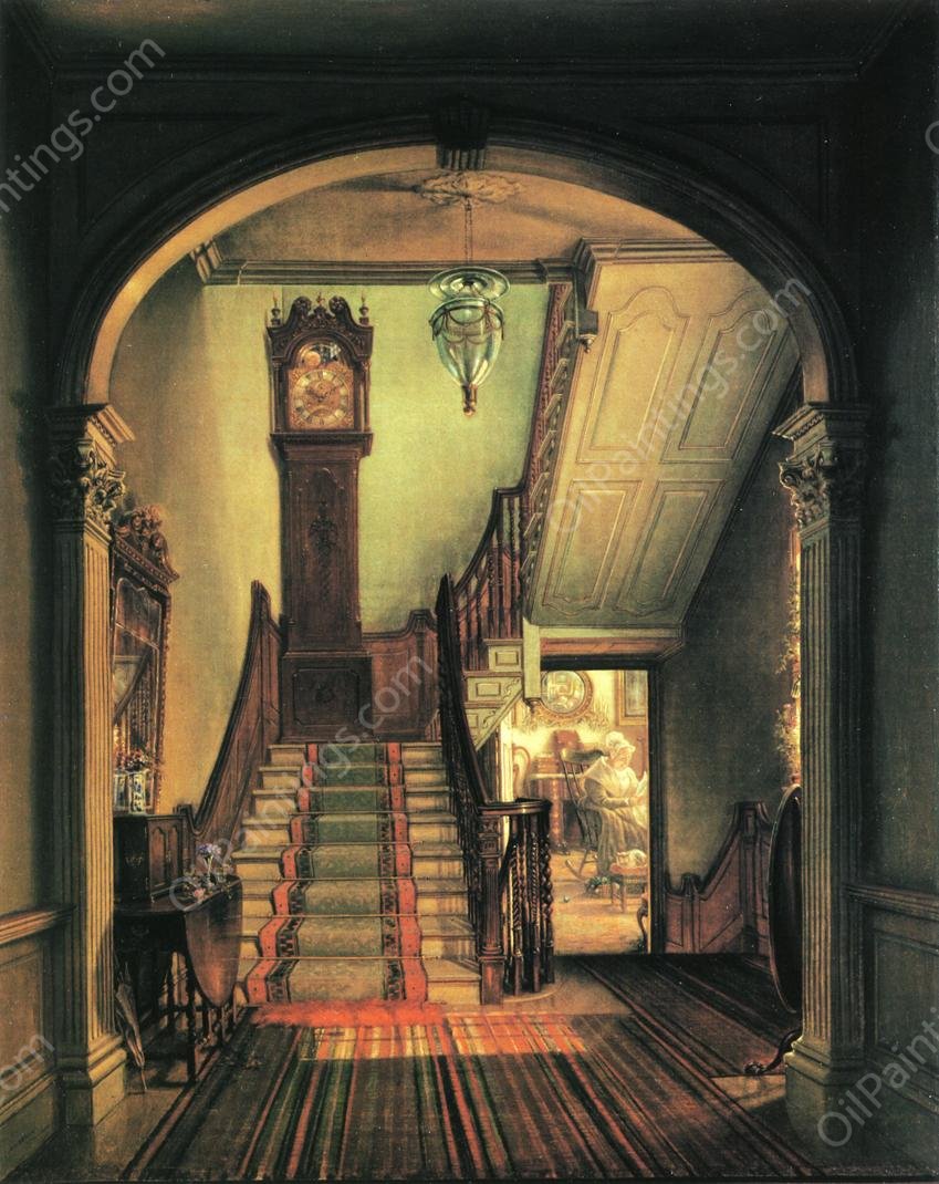 The Old Clock on the Stairs by Edward Lamson Henry - Hand-Painted Oil Painting Reproduction