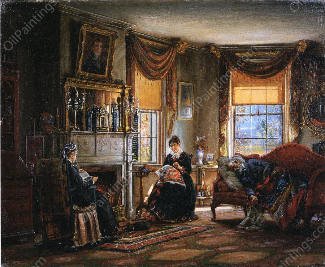 The Sitting Room by Edward Lamson Henry - Hand-Painted Oil Painting Reproduction