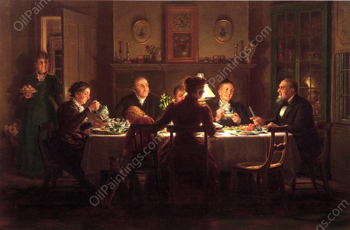 Village Squire Entertaining the New Minister by Edward Lamson Henry - Hand-Painted Oil Painting Reproduction