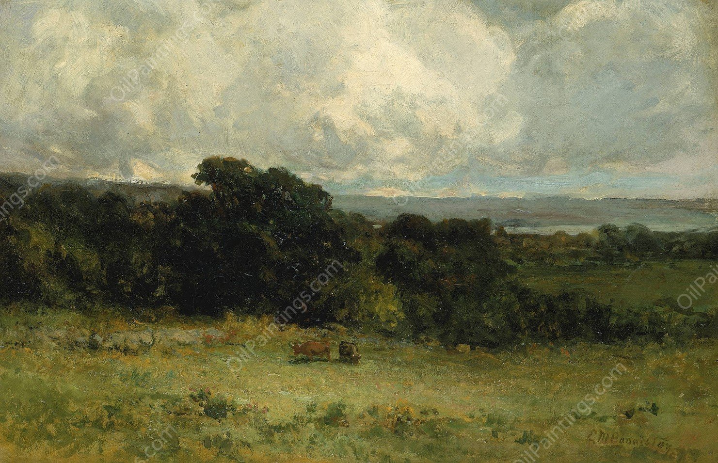 Pleasant Pastures  by Edward Mitchell Bannister - Hand-Painted Oil Painting Reproduction