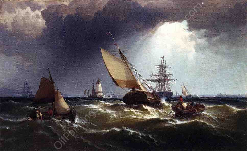 New York Harbor by Edward Moran - Hand-Painted Oil Painting Reproduction