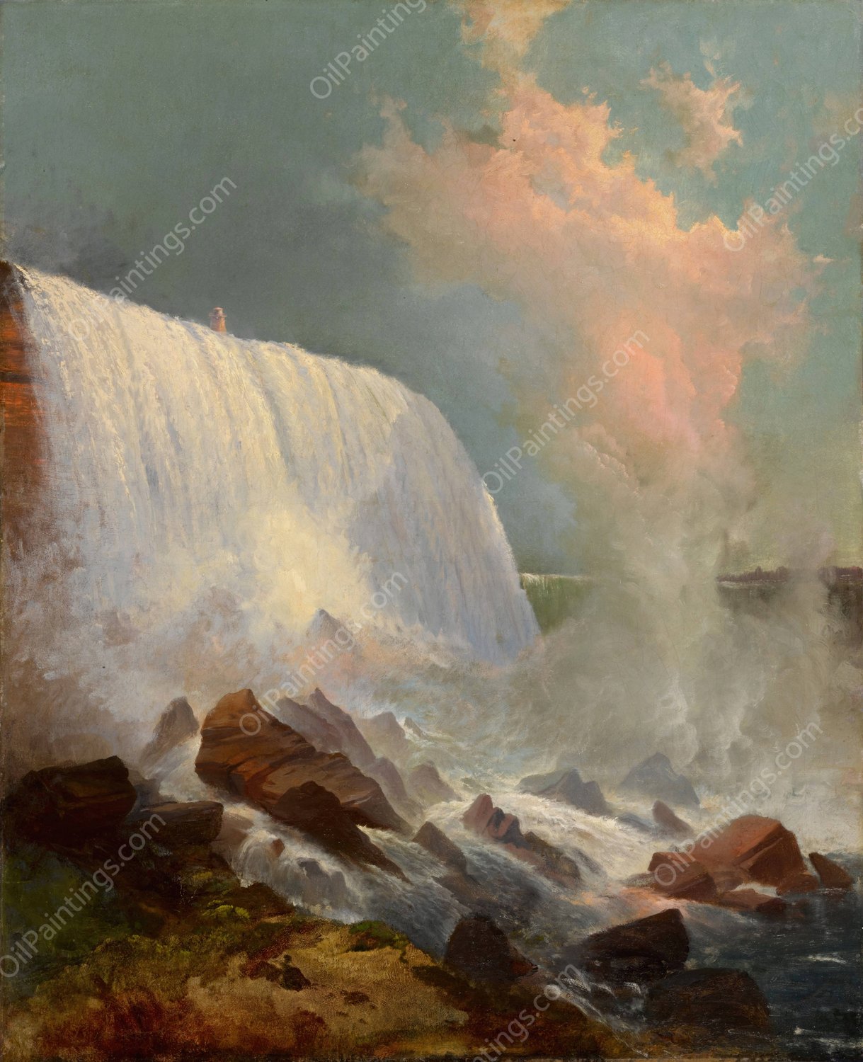 Niagara Falls  by Edward Moran - Hand-Painted Oil Painting Reproduction