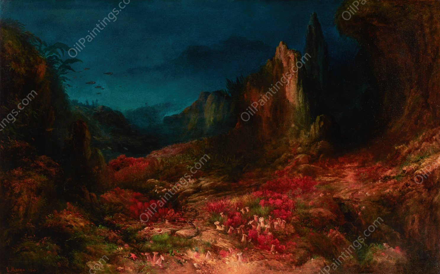 The Valley in the Sea  by Edward Moran - Hand-Painted Oil Painting Reproduction