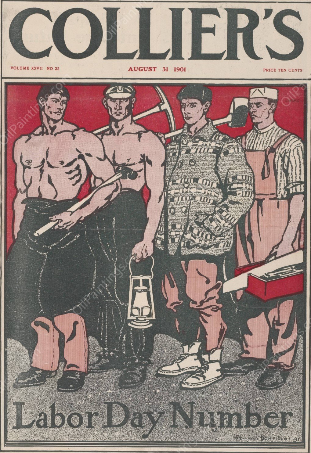 Collier's August  by Edward Penfield - Hand-Painted Oil Painting Reproduction