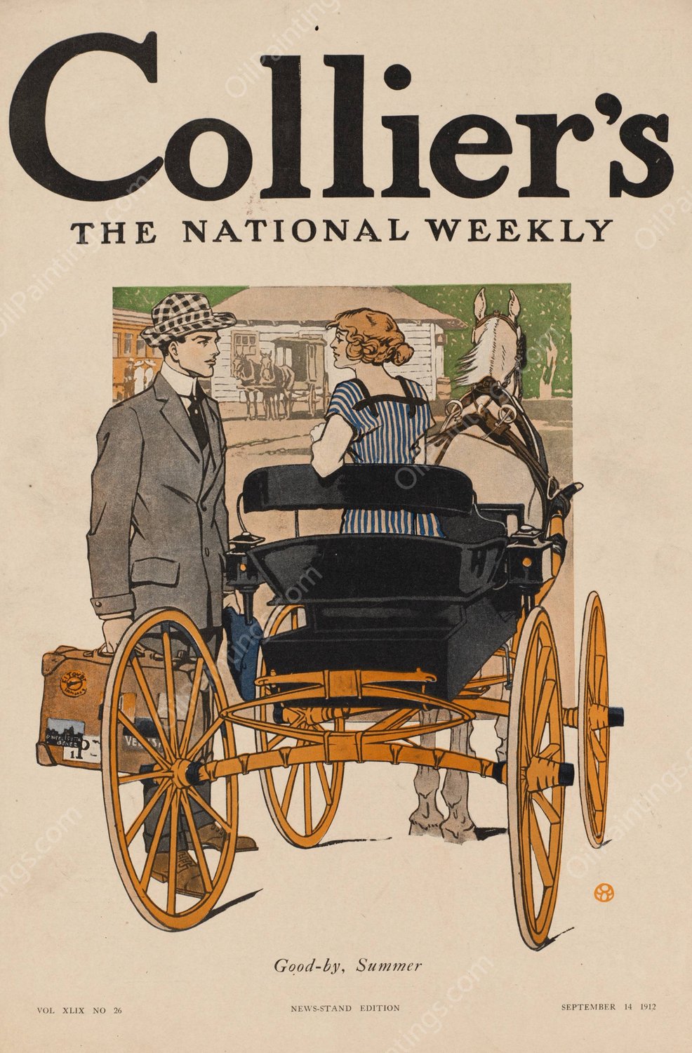 Collier's, The National Weekly. Good-by, Summer by Edward Penfield - Hand-Painted Oil Painting Reproduction