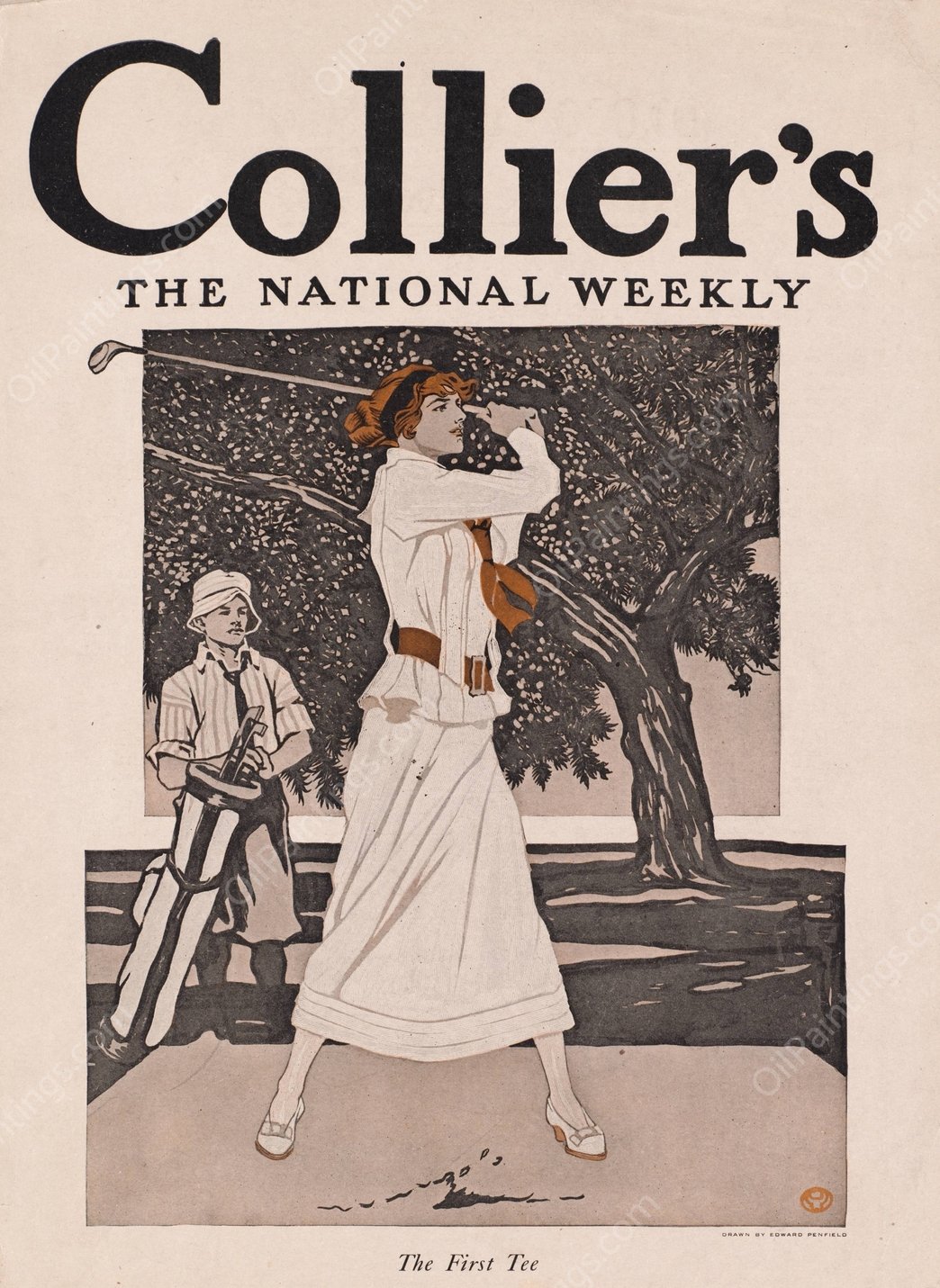 Collier's, The National Weekly, the first tee  by Edward Penfield - Hand-Painted Oil Painting Reproduction
