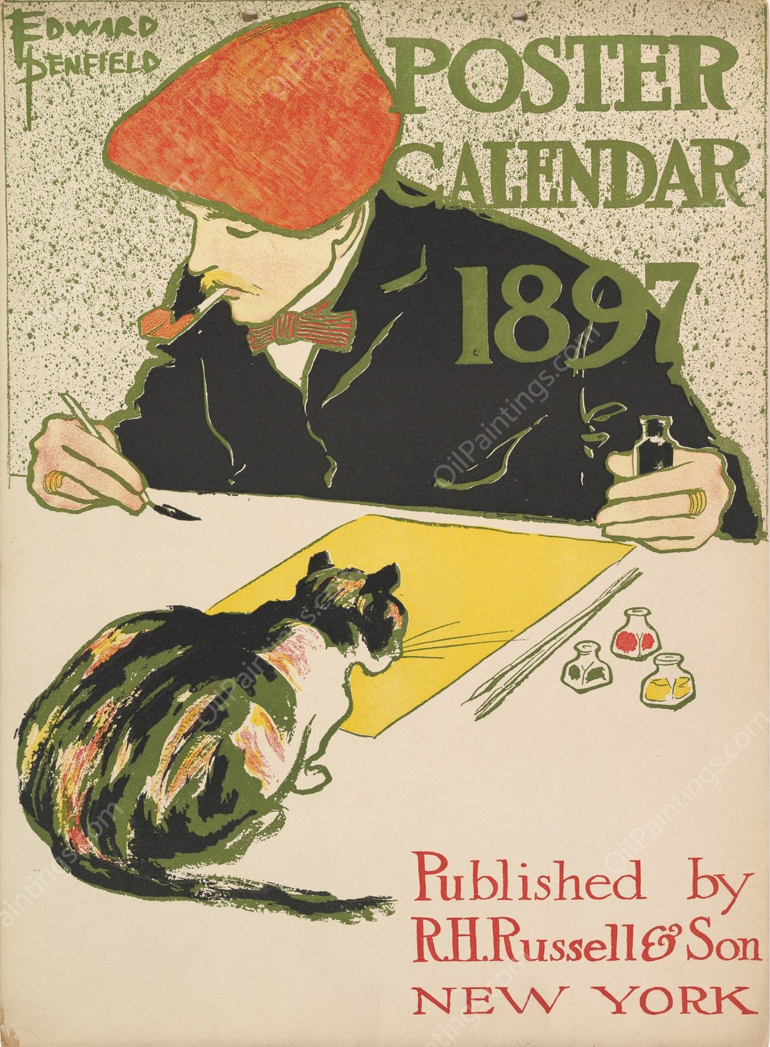 Cover for 1897 Calendar  by Edward Penfield - Hand-Painted Oil Painting Reproduction