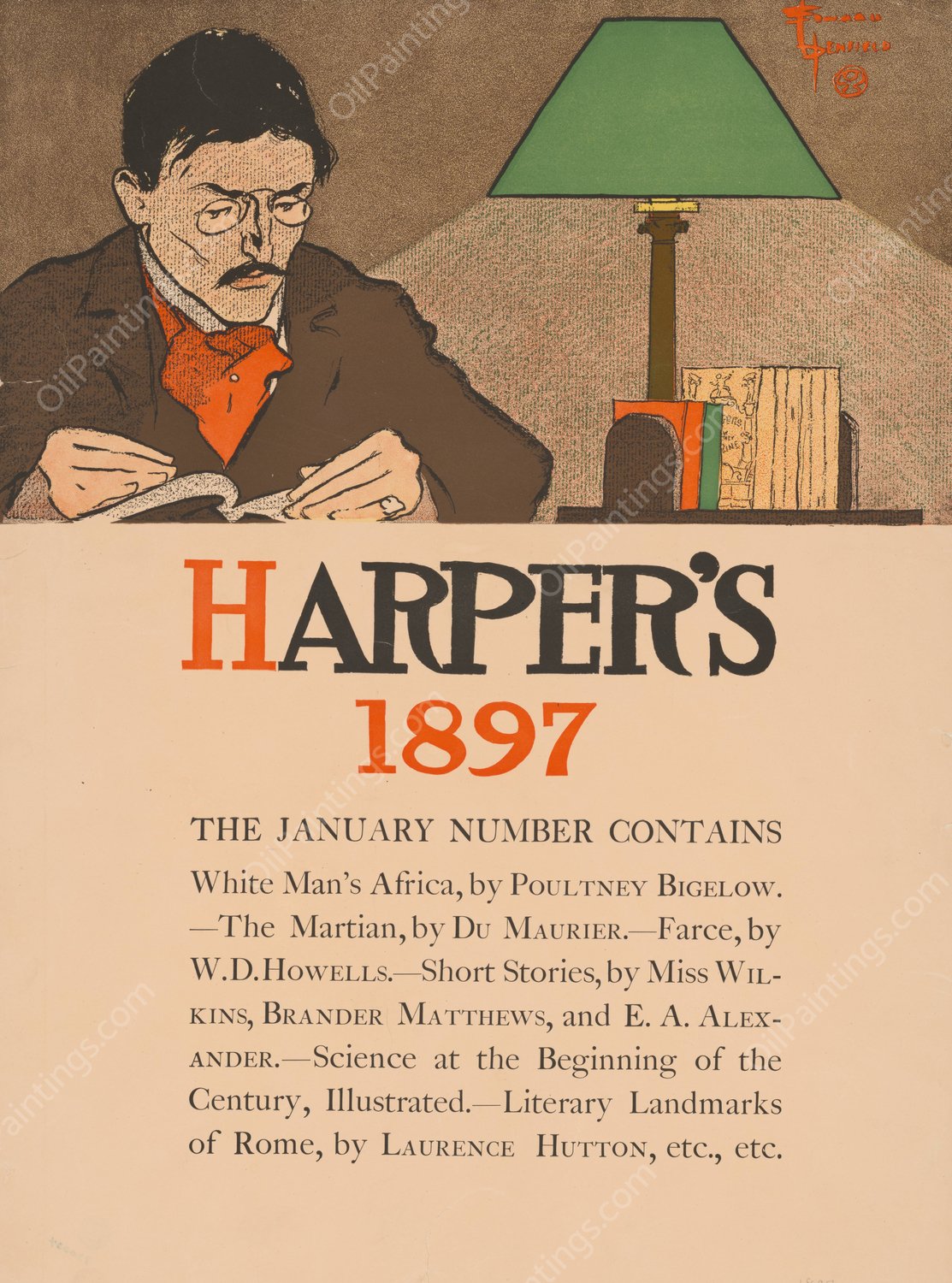 Harper's 1897. January number contains  by Edward Penfield - Hand-Painted Oil Painting Reproduction