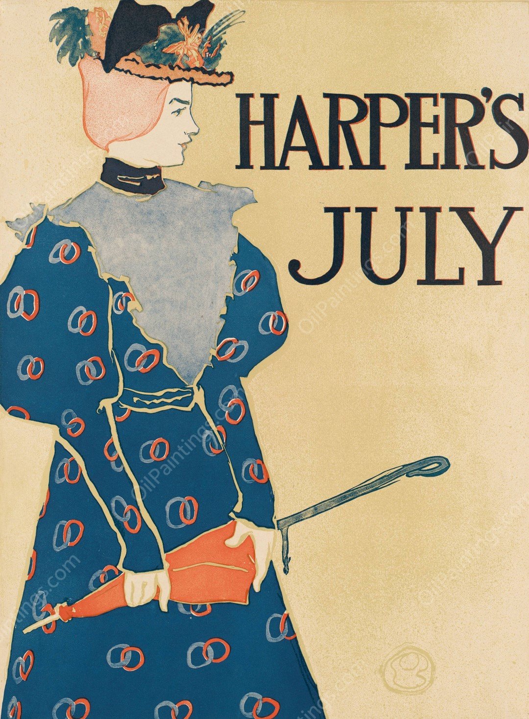 Harper's July  by Edward Penfield - Hand-Painted Oil Painting Reproduction