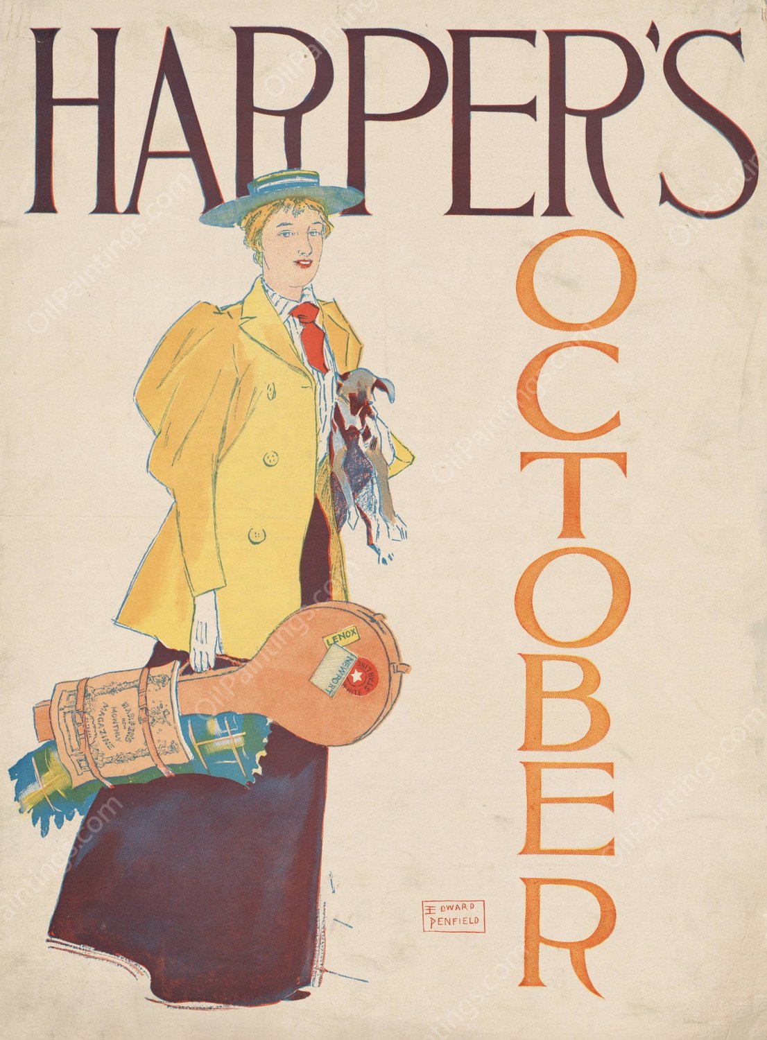 Harper's October  by Edward Penfield - Hand-Painted Oil Painting Reproduction
