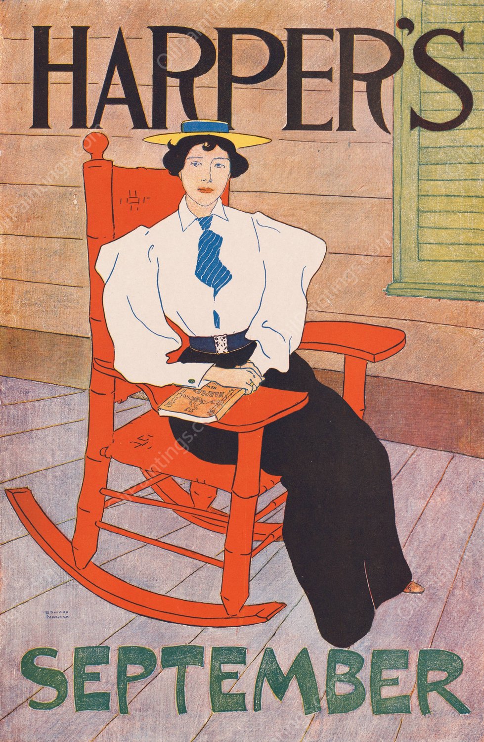 Harper's September  by Edward Penfield - Hand-Painted Oil Painting Reproduction