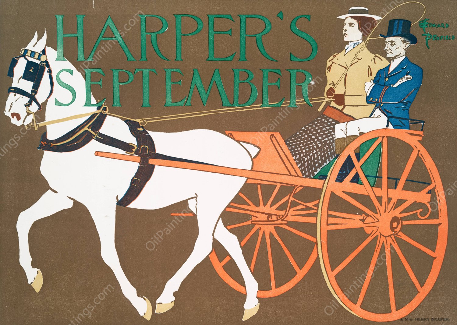 Harper's September  by Edward Penfield - Hand-Painted Oil Painting Reproduction