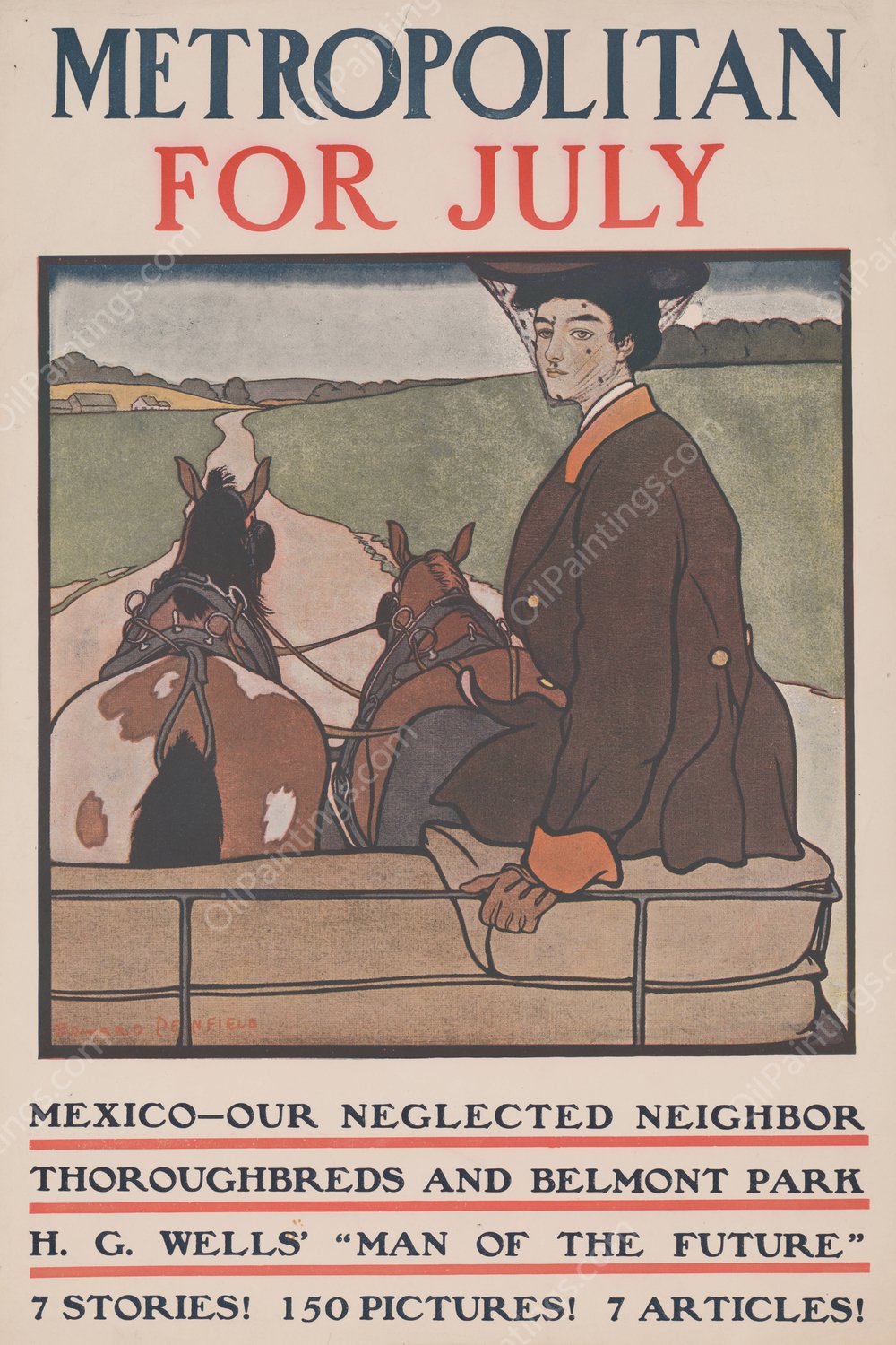 Metropolitan for July  by Edward Penfield - Hand-Painted Oil Painting Reproduction