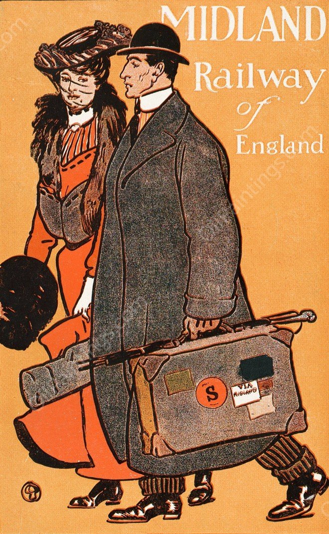 Midland Railway of England  by Edward Penfield - Hand-Painted Oil Painting Reproduction