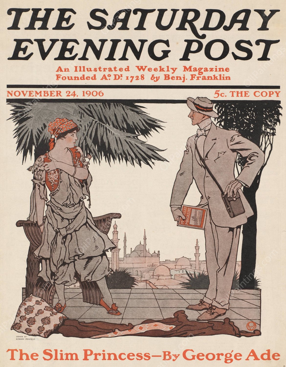 The Saturday evening post, November 24, 1906  by Edward Penfield - Hand-Painted Oil Painting Reproduction