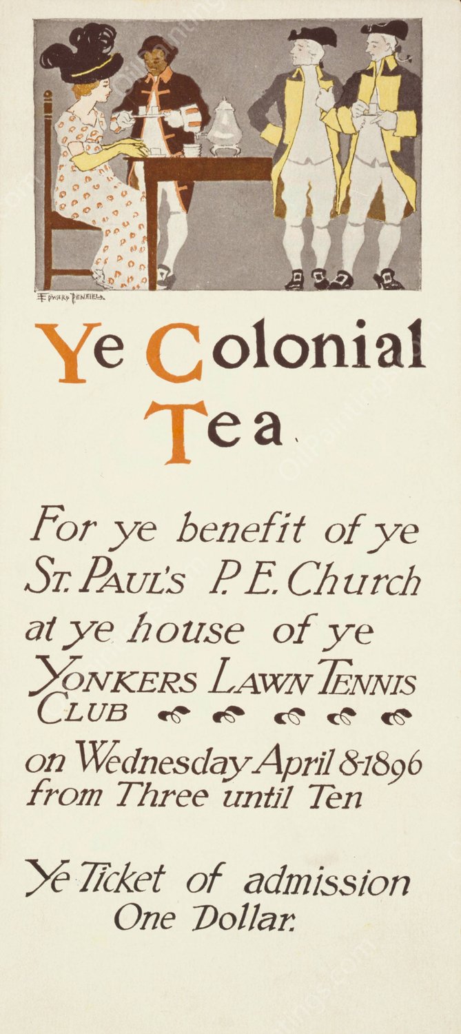 Ye colonial tea  by Edward Penfield - Hand-Painted Oil Painting Reproduction