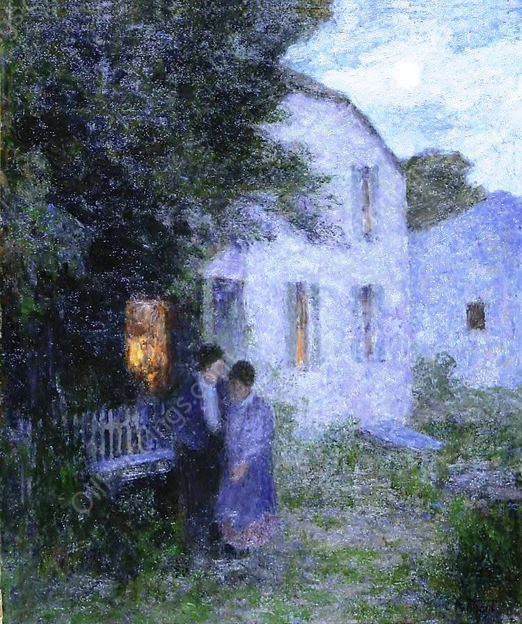 Moonlight Stroll by Edward Potthast - Hand-Painted Oil Painting Reproduction