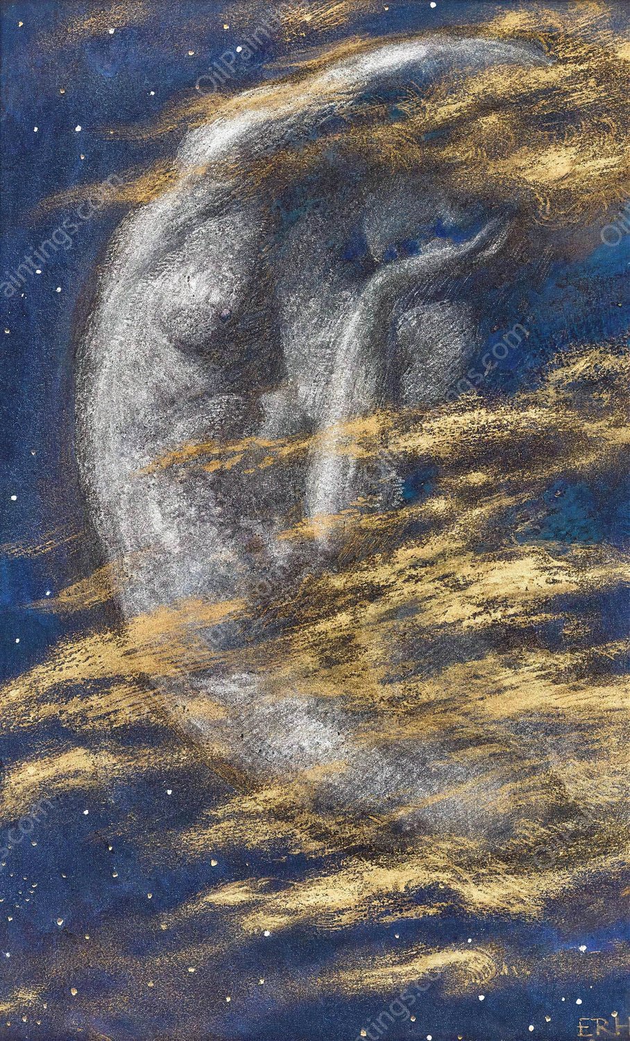 The Weary Moon by Edward Robert Hughes - Hand-Painted Oil Painting Reproduction