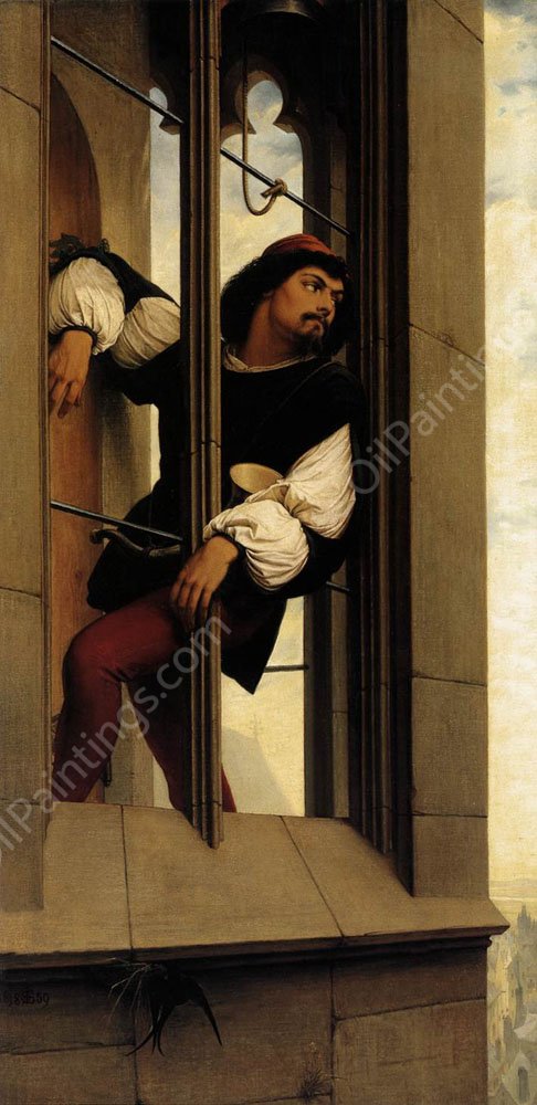 The Tower Watchman by Edward Von Steinle - Hand-Painted Oil Painting Reproduction