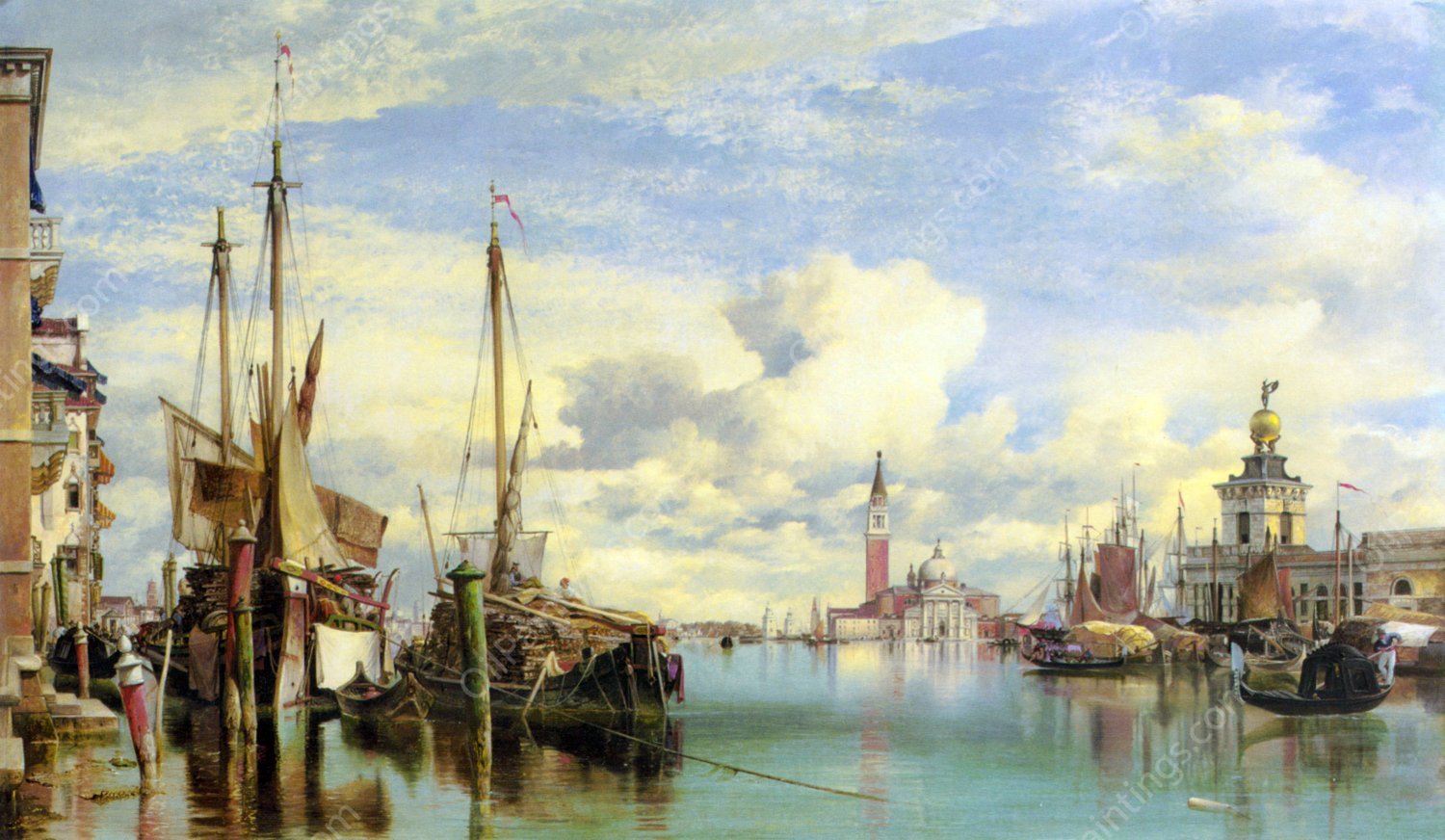 Trabaccoli Carrying Wood by Edward William Cooke - Hand-Painted Oil Painting Reproduction