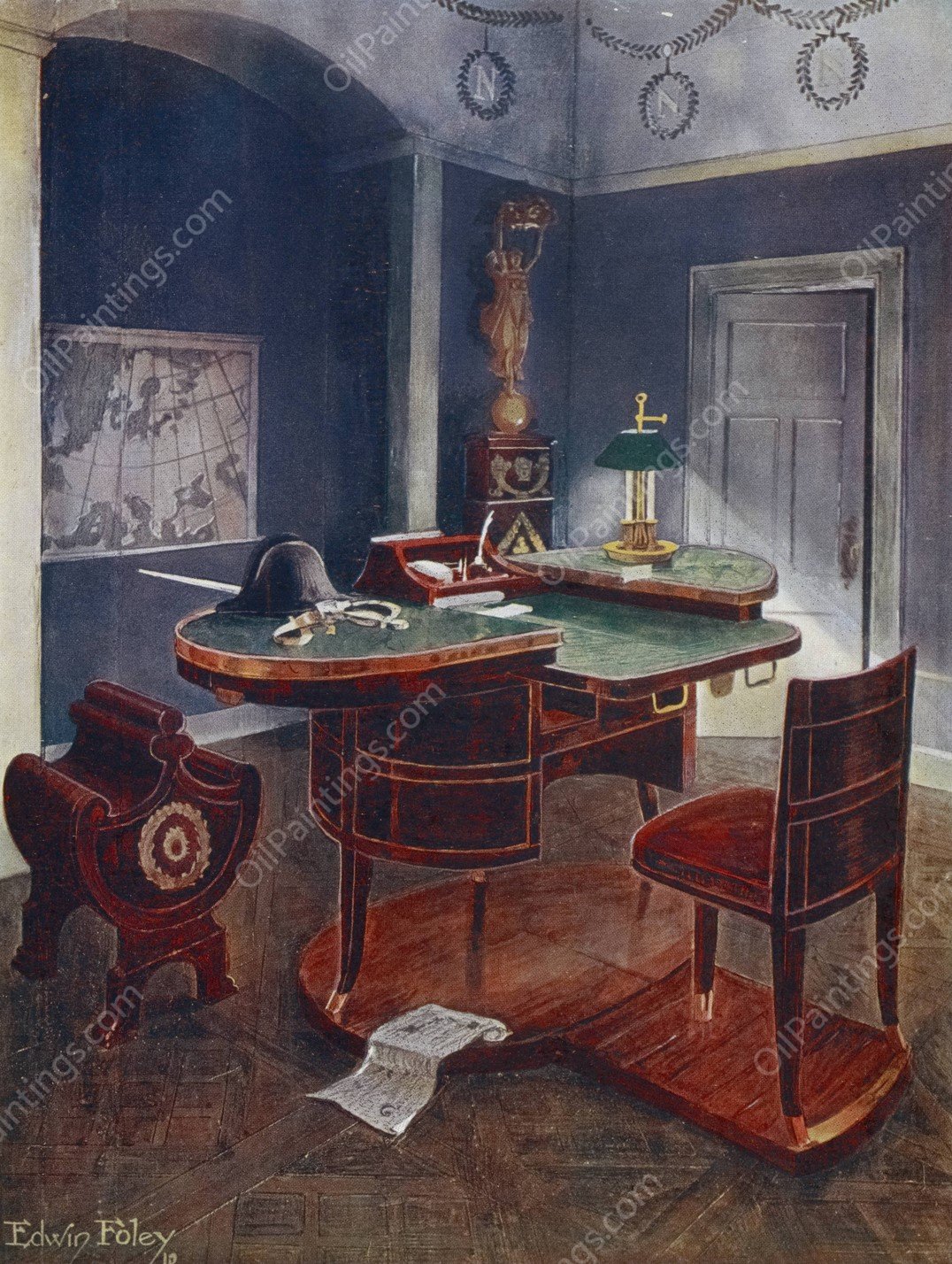 Bureau de campagne and bureau en boite of Napoleon the First, Chateau de la Malmaison, France.  by Edwin Foley - Hand-Painted Oil Painting Reproduction