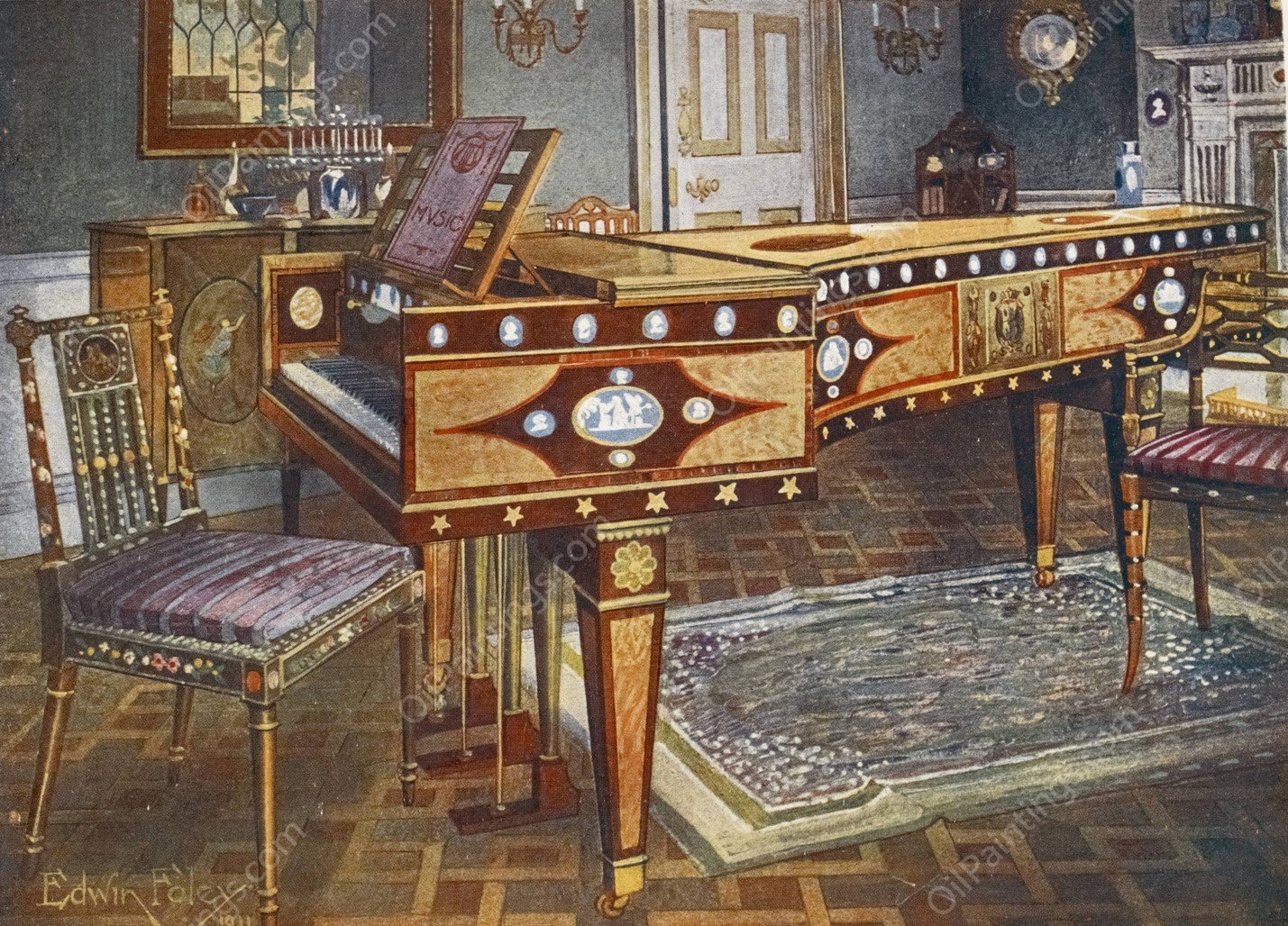 Late eighteenth-century decorative furniture  by Edwin Foley - Hand-Painted Oil Painting Reproduction
