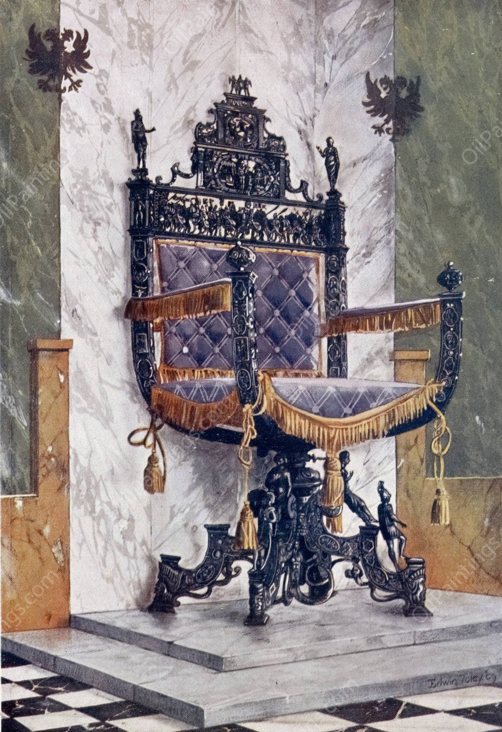 Wrought steel chair. The property of Earl Radnor, Longford Castle by Edwin Foley - Hand-Painted Oil Painting Reproduction