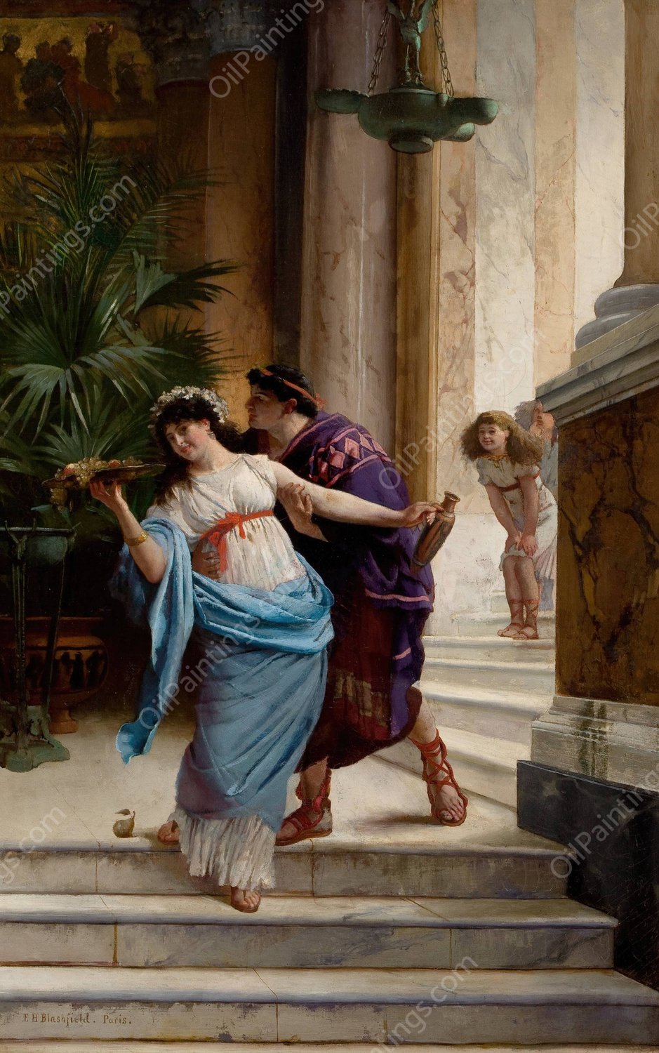 The Lover's Advance by Edwin Howland Blashfield - Hand-Painted Oil Painting Reproduction
