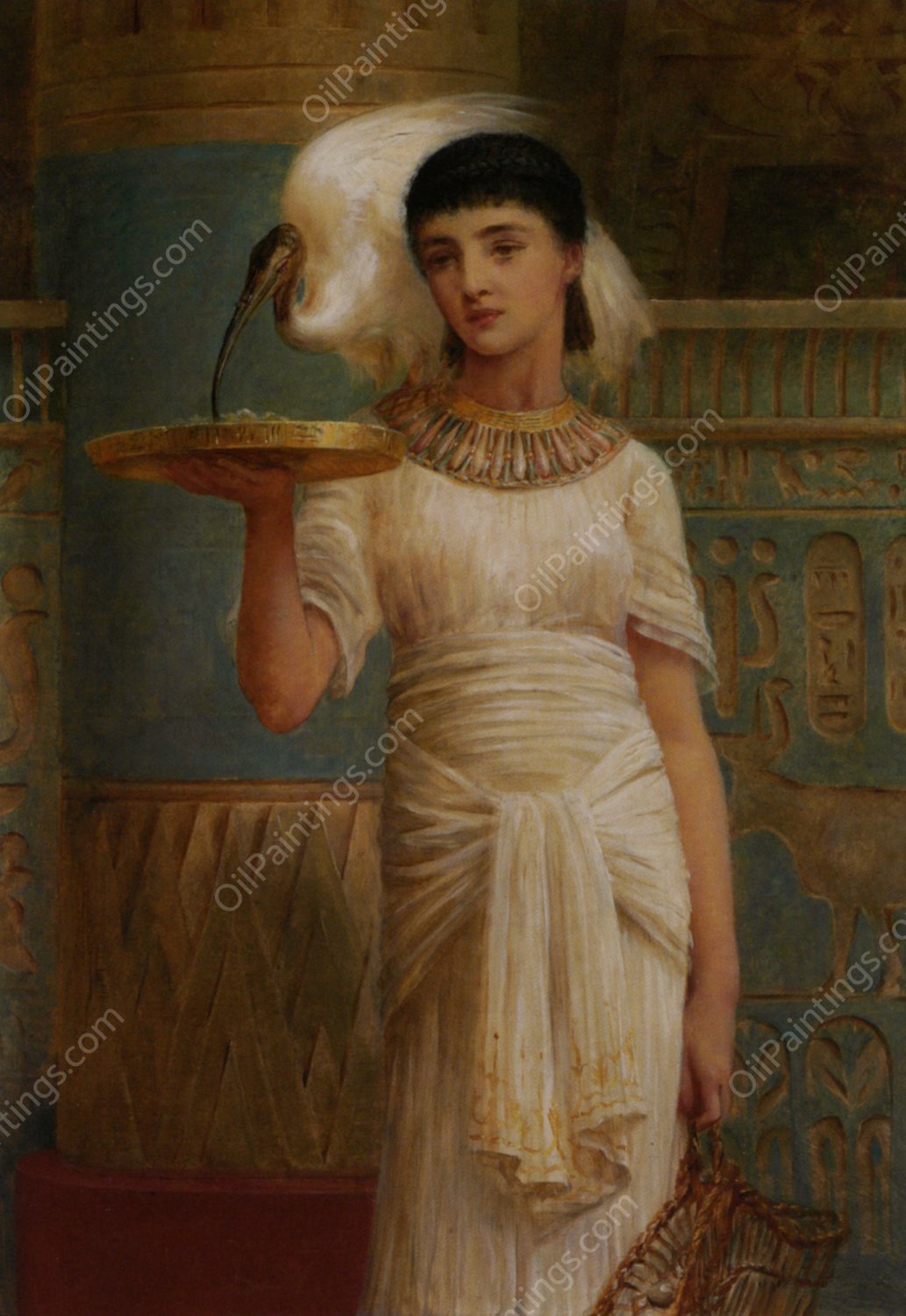 Alethe, Attendant of the Sacred Ibis by Edwin Longsden Long - Hand-Painted Oil Painting Reproduction