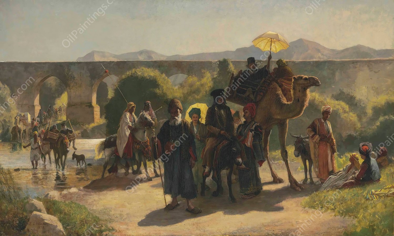 A Pilgrimage to the Jordan  by Edwin Lord Weeks - Hand-Painted Oil Painting Reproduction