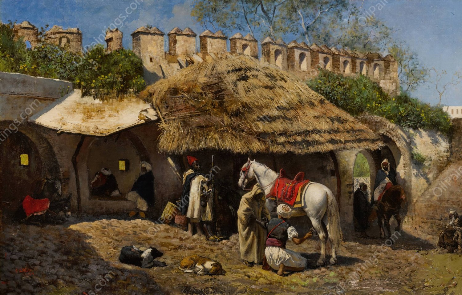 Blacksmith's Shop at Tangiers  by Edwin Lord Weeks - Hand-Painted Oil Painting Reproduction