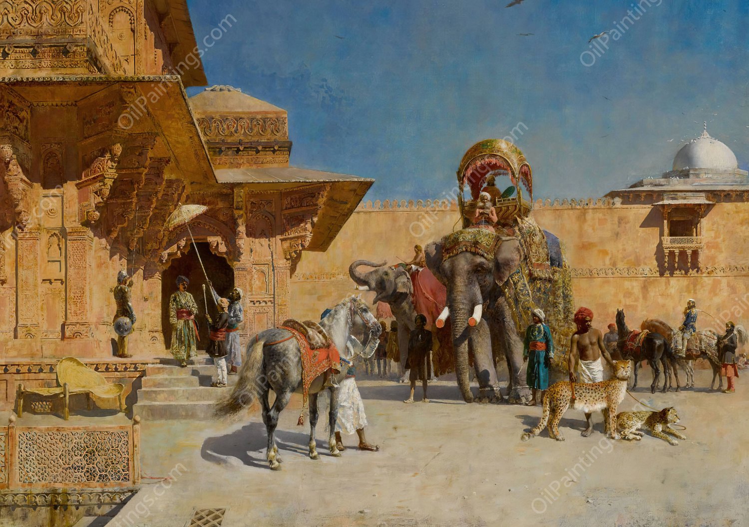 Departure For The Hunt by Edwin Lord Weeks - Hand-Painted Oil Painting Reproduction