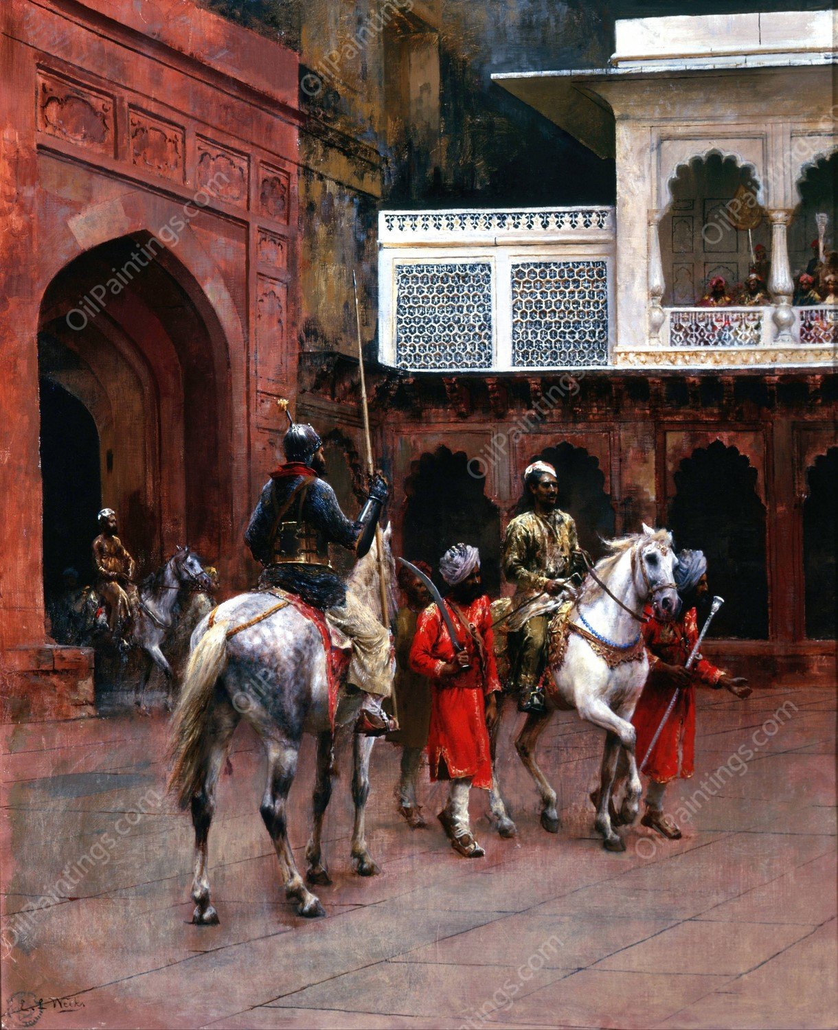 Indian Prince, Palace of Agra  by Edwin Lord Weeks - Hand-Painted Oil Painting Reproduction