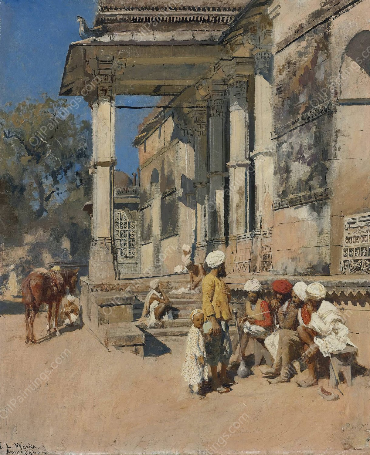 Portico Of A Mosque, Ahmedabad by Edwin Lord Weeks - Hand-Painted Oil Painting Reproduction