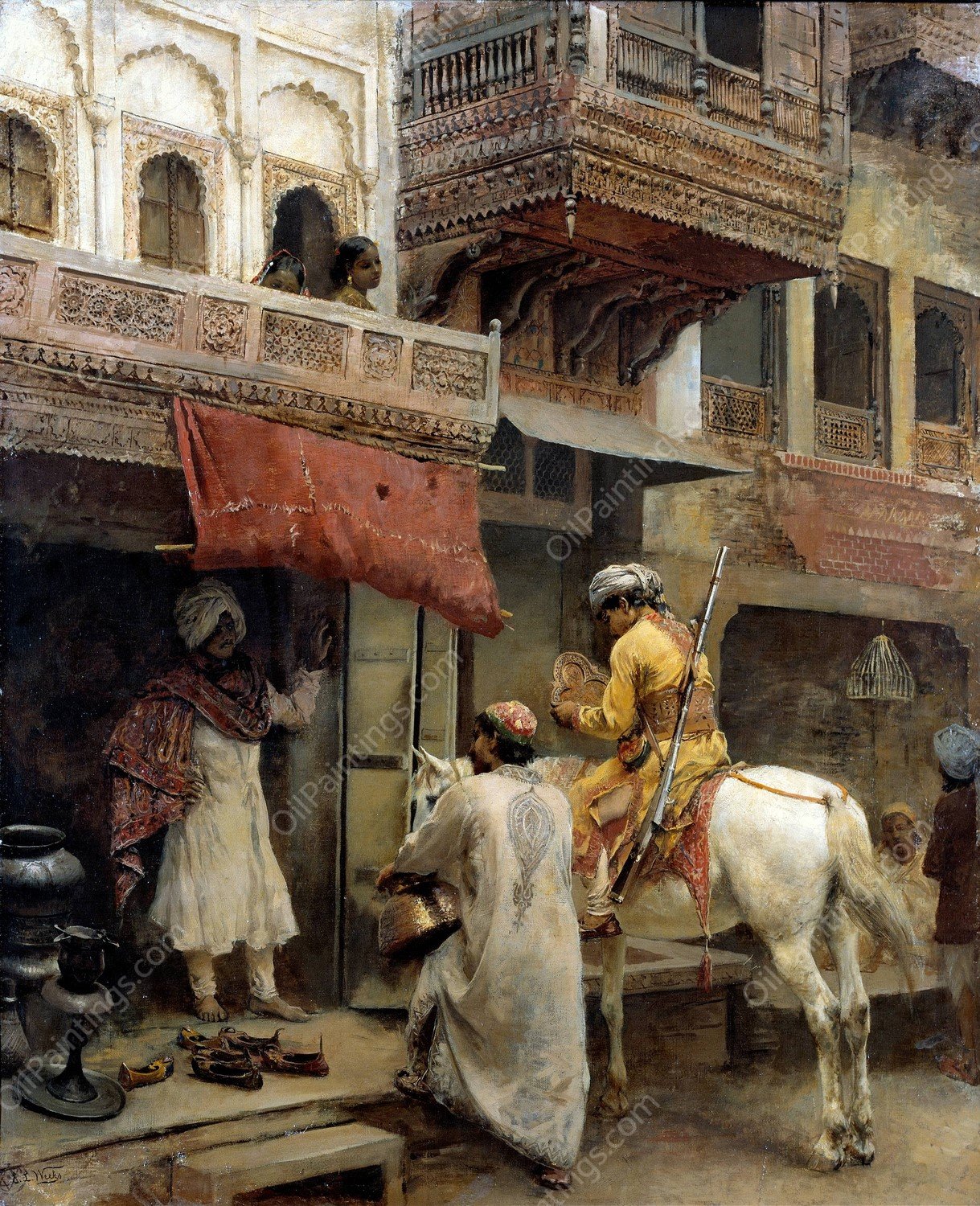 Street Scene in India  by Edwin Lord Weeks - Hand-Painted Oil Painting Reproduction