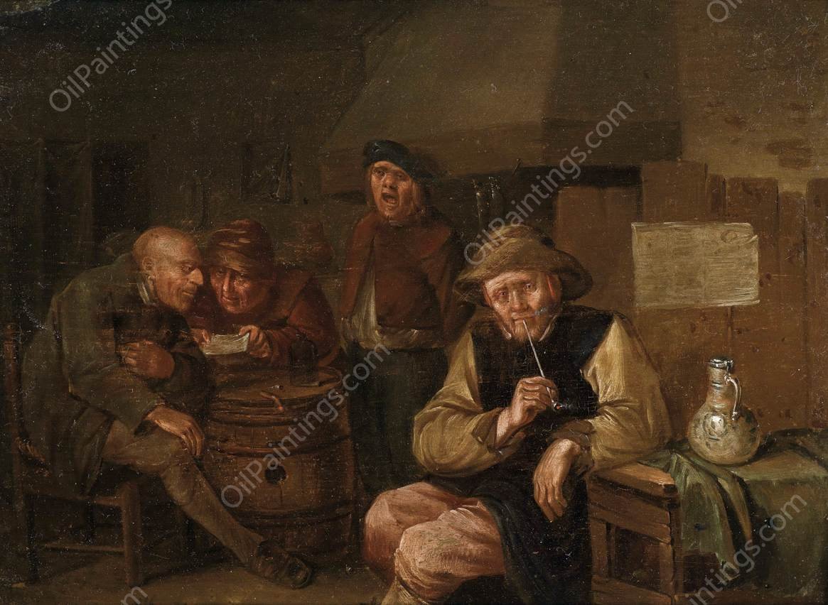 Rustic Tavern Interior by Egbert Jaspersz Van Heemskerck The Elder - Hand-Painted Oil Painting Reproduction