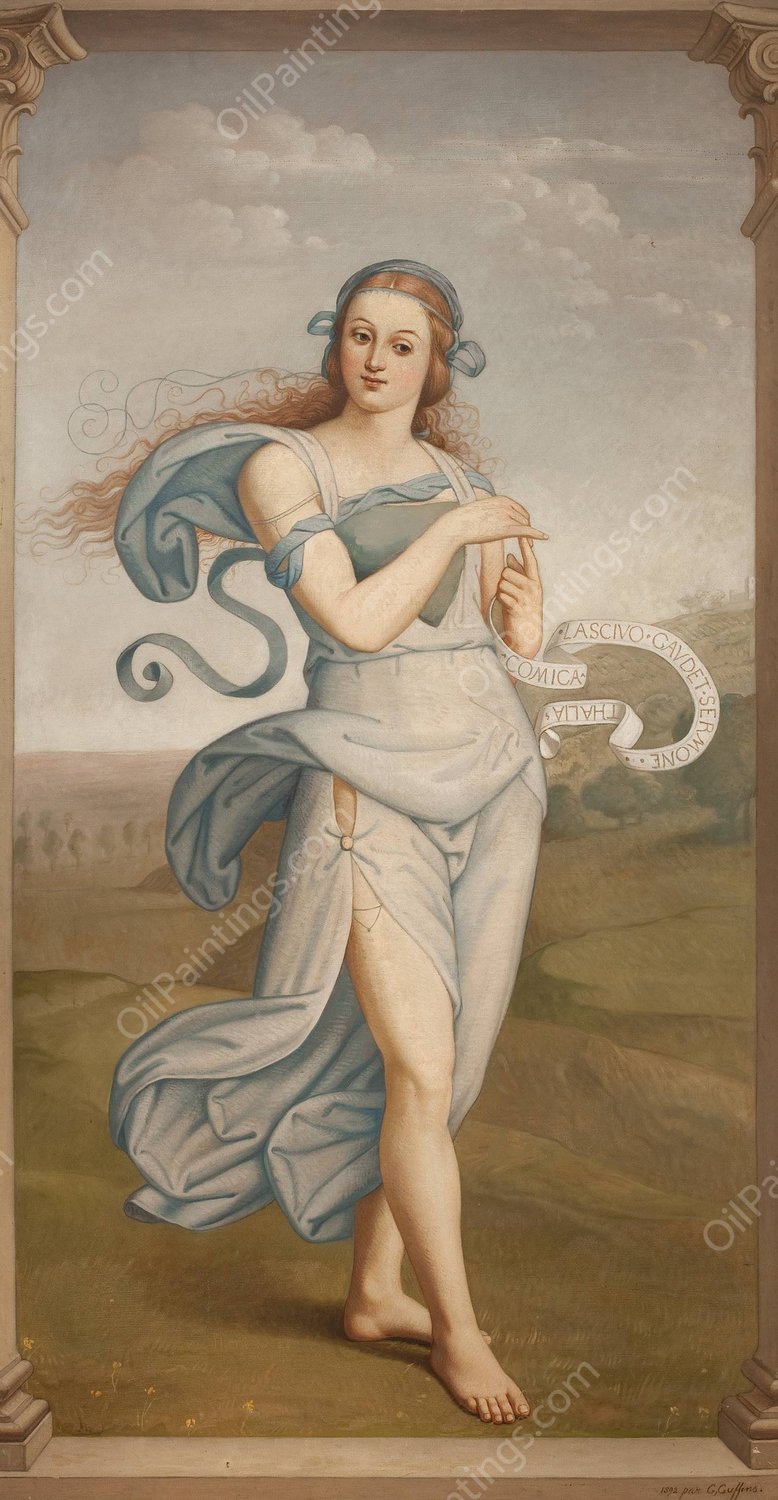 Thalia, Muse of Comedy  by Egide Godfried Guffens - Hand-Painted Oil Painting Reproduction