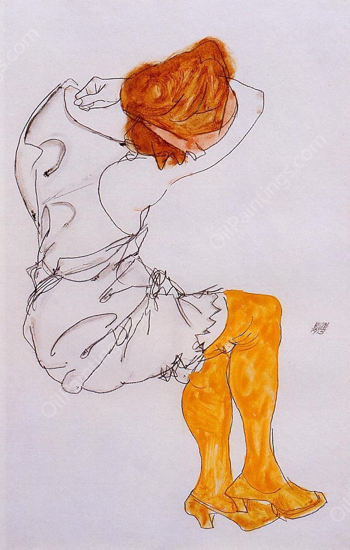 Das Schlafende Madchen by Egon Schiele - Hand-Painted Oil Painting Reproduction