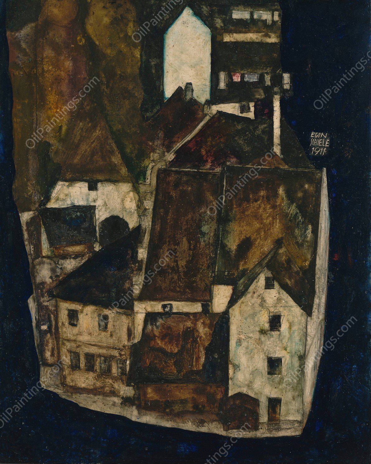 Dead City III  by Egon Schiele - Hand-Painted Oil Painting Reproduction
