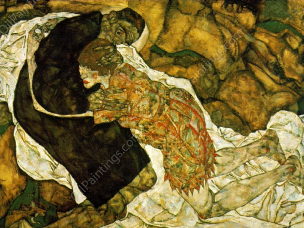 Death and Girl Self-Portrait with Walli by Egon Schiele - Hand-Painted Oil Painting Reproduction