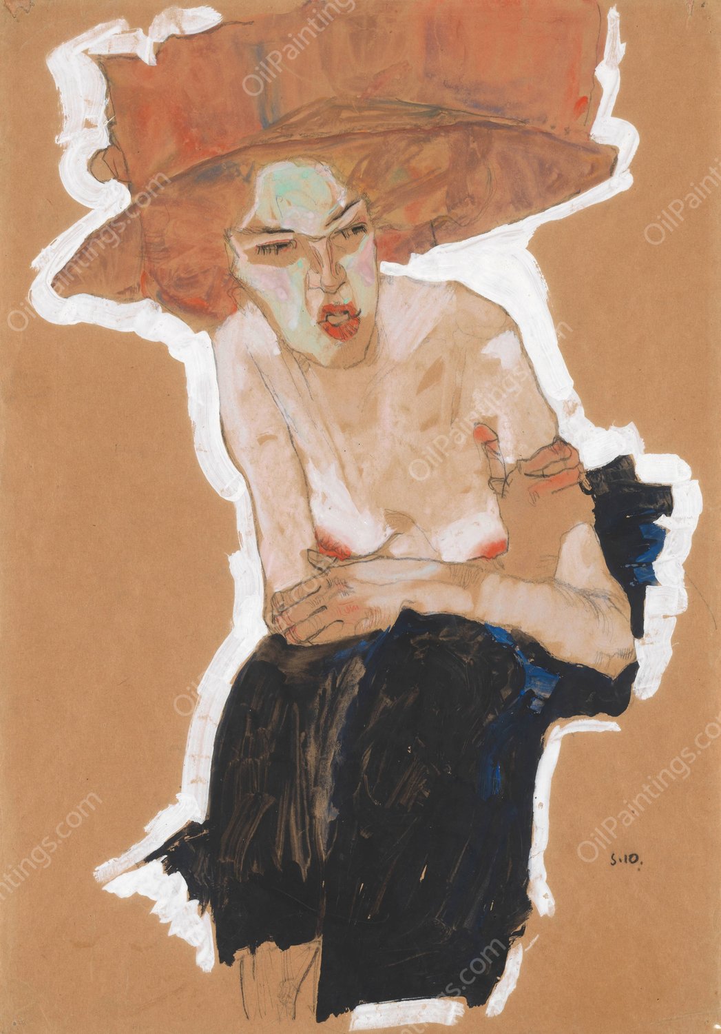 Die Hamische  by Egon Schiele - Hand-Painted Oil Painting Reproduction