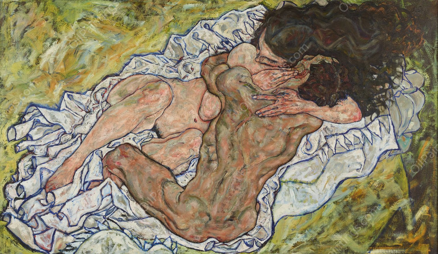 Die Umarmung  by Egon Schiele - Hand-Painted Oil Painting Reproduction