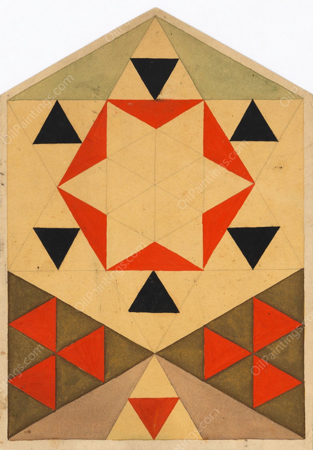 Geometrische Studie  by Egon Schiele - Hand-Painted Oil Painting Reproduction