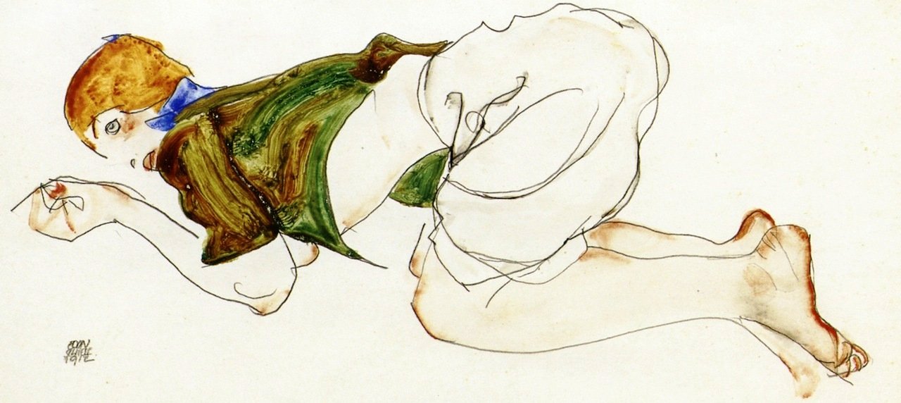 Kneeling Woman by Egon Schiele - Hand-Painted Oil Painting Reproduction