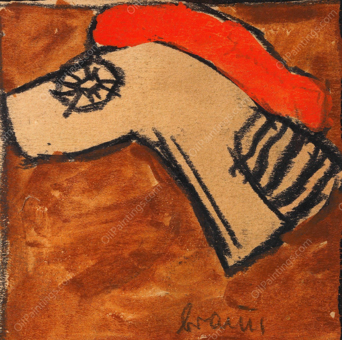 Kopfteil eines Rossharnisch  by Egon Schiele - Hand-Painted Oil Painting Reproduction