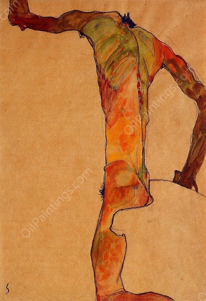 Male Nude by Egon Schiele - Hand-Painted Oil Painting Reproduction