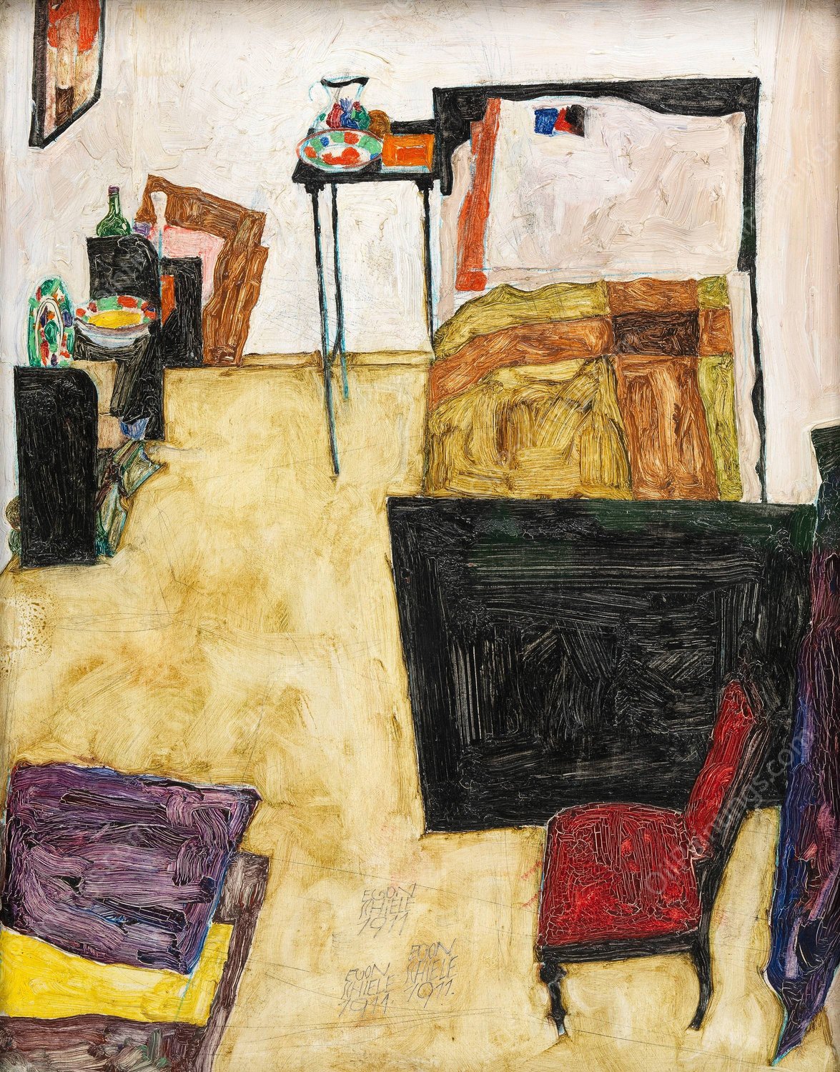 Mein Wohnzimmer  by Egon Schiele - Hand-Painted Oil Painting Reproduction