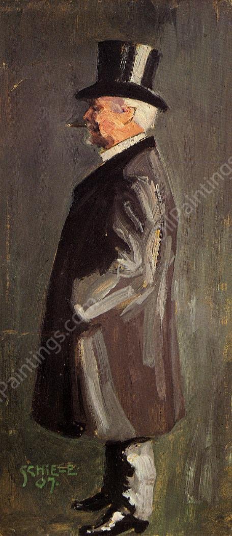 Portrait of Leopold Czihaczek, in Profile Facing Left by Egon Schiele - Hand-Painted Oil Painting Reproduction