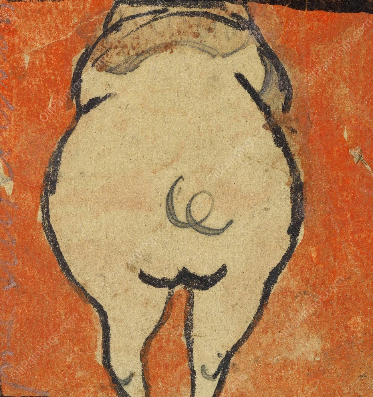 Schwein von hinten  by Egon Schiele - Hand-Painted Oil Painting Reproduction